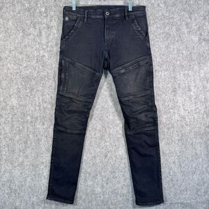 G Star Raw Rackam 3D Skinny Jeans Mens 32x30 Blue Deep Indigo Dark Moto